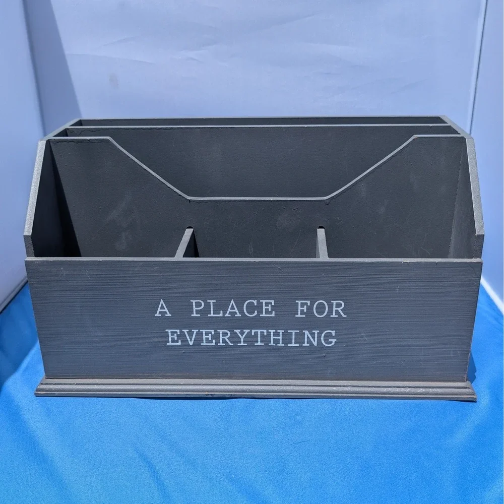 Gray Wooden Desk Organizer 
